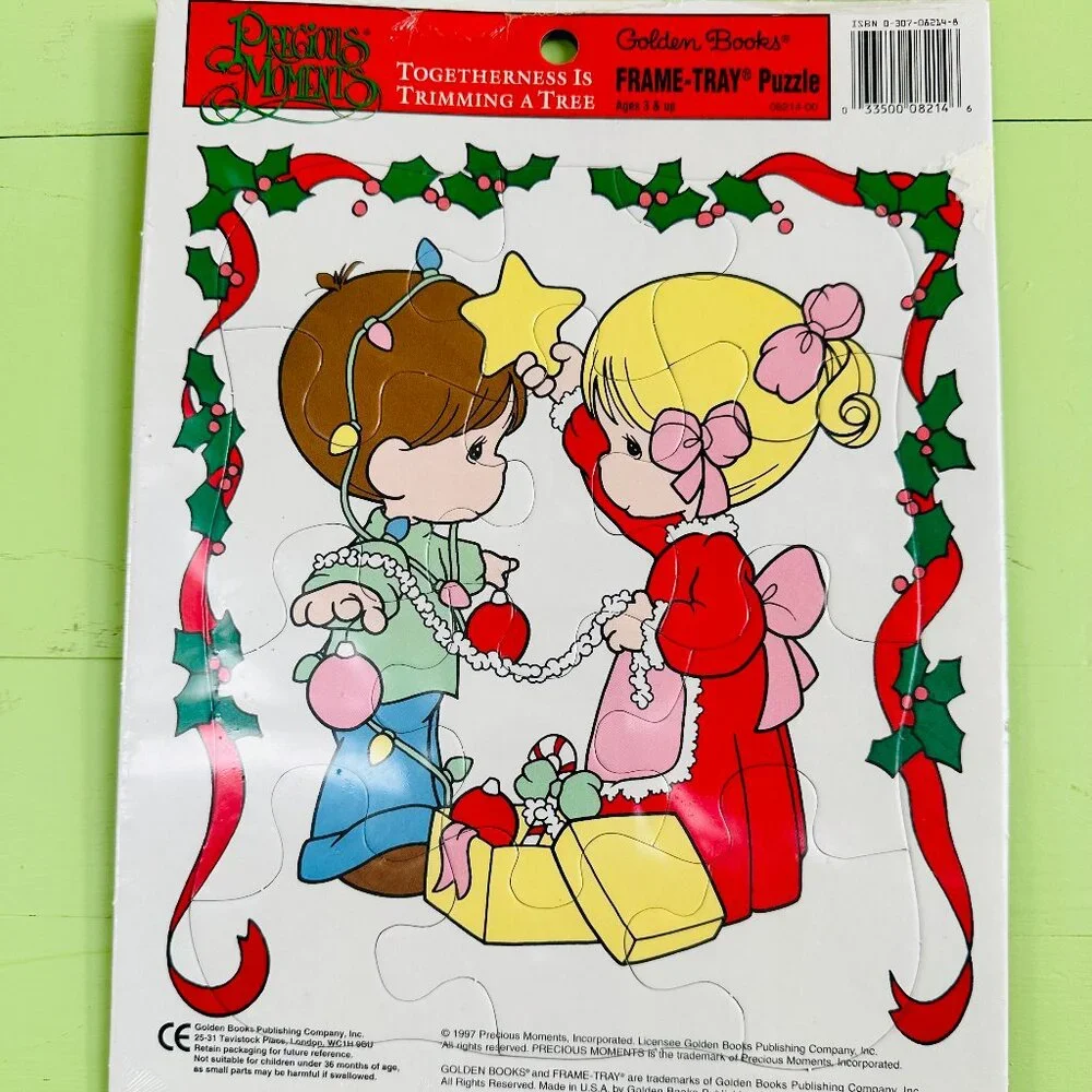 1997 Precious Moments Christmas Frame Tray Puzzle Sealed Golden Books